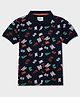 Pepe Jeans 100% Cotton Knit Half Sleeves Polo T-Shirt With Alphabet Text Print - Navy Blue