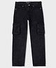 Pepe Jeans 100% Cotton Knit Full Length Mid Rise Solid Color Cargo Jeans - Black