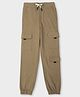 Pepe Jeans Knit Full Length Solid Colour Mid Raise Cargo Joggers With Cargo Pockets - Beige