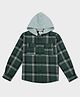Pepe Jeans 100% Cotton Woven Full Sleeves Hooded Shirt With Checks - Green