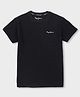 Pepe Jeans 100% Cotton Knit Half Sleeves Round Neck T-Shirt With Brand Logo Text Print - Black