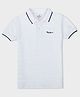 Pepe Jeans 100% Cotton Knit Half Sleeves Polo T-Shirt With Brand Logo Text Embroidery- White
