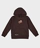 Pepe Jean Cotton Knit Full Sleeves Hooded Sweatshirt with Skater Print & Kangaroo Pocket - Brown