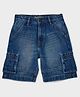 Pepe Jeans 100% Cotton Woven Knee Length Mid Rise Solid Color Shorts with Cargo Pocket - Blue