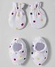 Babyhug 100% Cotton Interlock Knit Mittens & Booties Set With Star Print - White
