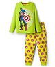 Pine Kids Marvel Single Jersey Knit Full Sleeves Night Suit With Captain America Graphics - Limegreen