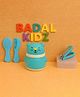 Badal Kidz Grooming Set Baby Combo| Hair Brush Comb, 1 Portable Powder Puff & A Nail Cutter- Blue, Dark Blue & Blue