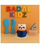 Badal Kidz Grooming Set Baby Combo| Hair Brush Comb, 1 Portable Powder Puff & A Nail Cutter- Blue, Dark Blue & Grey