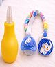 Badal Kidz Baby Combo Nose Sucker & Pacifier With Chain| Safe Nasal Aspirator + BPA-Free Pacifier  for Newborns & Infants- Yellow & Blue