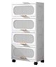 House of Quirk Stackable Collapsible Storage Boxes with Wheels and Doors Versatile Plastic Containers for Home Organization - 4Layer - White