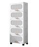 House of Quirk Stackable Collapsible Storage Boxes with Wheels and Doors Versatile Plastic Containers for Home Organization - 5Layer - White