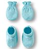 Babyhug 100% Cotton Knit Mittens & Booties Set with Polka Dot Print - Light Blue