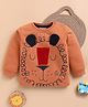 Wonderchild Full Sleeves Lion Face Printed Light Winter Sweatshirt - Rust