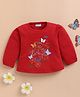 Wonderchild Full Sleeves Typography Printed & Butterflies Applique Detailed Light Winter Sweatshirt - Red