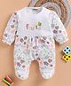 Wonderchild Full Sleeves Fruits Printed Footed Sleepsuit - Dull White