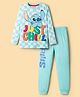 Pine Kids Disney Single Jersey Knit Full Sleeves Night Suit With Stitch Graphics - Light Blue