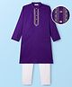 EARTHY TOUCH Cotton Lurex Woven Full Sleeves Kurta Pajama Set with Embroidery - Purple