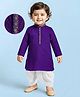 EARTHY TOUCH Cotton Lurex Woven Full Sleeves Kurta Dhoti Set with Embroidery - Purple