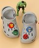 Yellow Bee Marvel Featuring Avengers With Iron Man Captain America & Hulk Applique Detailed Perforated Slingback Clogs - Grey