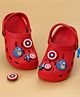 Yellow Bee Marvel Featuring Captain America Applique Detailed Perforated Slingback Clogs - Red