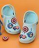 Yellow Bee Marvel Featuring Captain America Applique Detailed Perforated Slingback Clogs - Blue