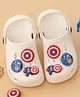 Yellow Bee Marvel Featuring Captain America Applique Detailed Perforated Slingback Clogs - White