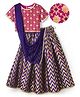 EARTHY TOUCH Brocade Woven Choli Lehenga & Dupatta Set With Floral Foil Print - Pink