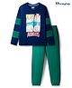 Honeyhap Marvel Single Jersey Knit Full Sleeves Night Suit With Avengers Graphics - Navy Blue & Green
