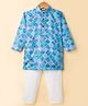 Ridokidz Full Sleeves Ethnic Motif Printed & Sequins Embellished Kurta Pyjama Set - Blue