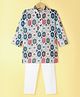Ridokidz Full Sleeves Floral Printed & Sequins Embellished Kurta Pyjama Set - Off White
