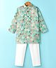 Ridokidz Full Sleeves Floral Printed & Sequins Embellished Kurta Pyjama Set - Light Green