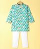 Ridokidz Full Sleeves Abstract Printed & Sequins Embellished Kurta Pyjama Set - Green