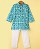 Ridokidz Full Sleeves Floral Printed & Sequins Embellished Kurta Pyjama Set - Blue
