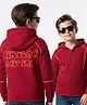 Arias Cotton Brushed Terry Knit Full Sleeves Hooded Sweatjacket With Piping Detailing & Back Print - Maroon