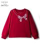 Arias Cotton Knit Full Sleeves T-Shirt with Butterfly Embroidery - Red