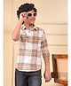 CRIMSOUNE CLUB Cotton Woven Full Sleeves Tartan Checked Shirt - Peach