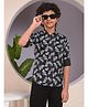 CRIMSOUNE CLUB Cotton Woven Full Sleeves Leaves  Printed Shirt - Black