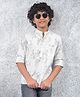 CRIMSOUNE CLUB Cotton Woven Full Sleeves Leaves Printed Short Kurta - White