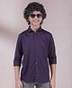 CRIMSOUNE CLUB Cotton Woven Full Sleeves Solid Shirt - Purple