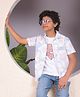 CRIMSOUNE CLUB Cotton Woven Half Sleeves Abstract Printed Shirt With Attached Tee - Peach