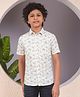 CRIMSOUNE CLUB Cotton Woven Half Sleeves Leaves Printed Shirt - Green