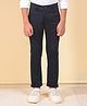 CRIMSOUNE CLUB Cotton Woven Solid Trousers - Navy Blue