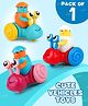 Fiddlerz Snail Press and Go Toy Car for Kids Push and Go Friction Powered Vehicle Educational Cartoon Toy for Boys and Girls Age 3+ (Pack of 1) Random Color Dispatch