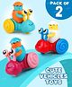 Fiddlerz Snail Press and Go Toy Car for Kids Push and Go Friction Powered Vehicle Educational Cartoon Toy for Boys and Girls Age 3+ (Pack of 2) Random Color Dispatch
