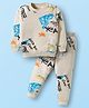 Doreme Terry Knit Full Sleeves Co-ord Winter Wear Sweatshirt & Joggers Set with Good Day Crew Text Print - Beige