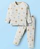 Doreme Single Jersey Knit Full Sleeves Co-ords Night Suit with Bear Print - White