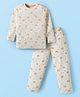 Doreme Single Jersey Knit Full Sleeves Co-ords Night Suit with Snail Print - White