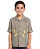Charchit Cotton Woven Full Sleeves Dragonfly Printed Shirt - Khaki