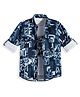 Charchit Cotton Blend Woven Full Sleeves Typography Printed Shirt With Tee Set - Blue