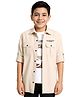 Charchit Cotton Woven Full Sleeves Typography Printed Shirt With Tee Set - Cream